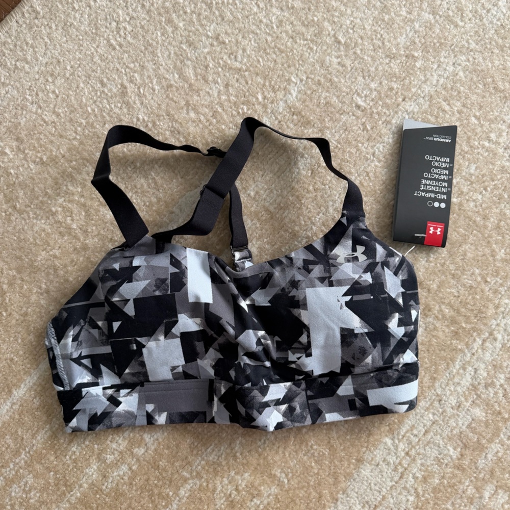 Under armour Black and Gray Geometric sports bra